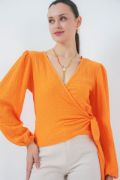 0441 Anvelop Örme Bluz - Turuncu resmi